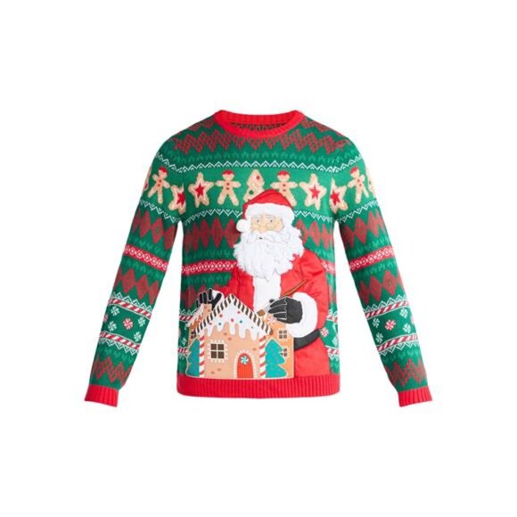 Holiday Time Men's Long Sleeve Christmas Sweater with Santa, Sizes XS-3XL - Picture 2 of 6